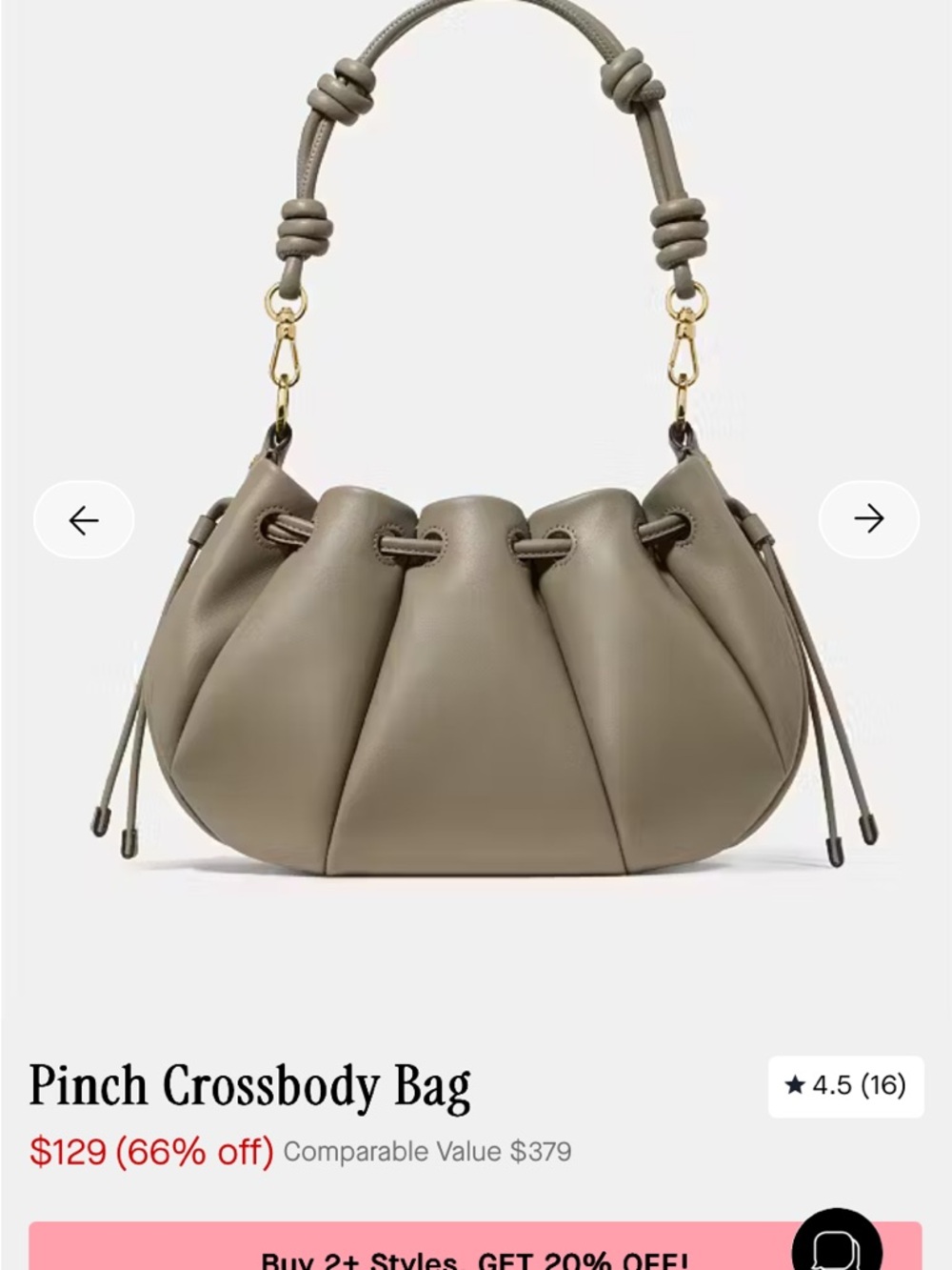 kate spade Pinch Crossbody Bag in Taupe Gray